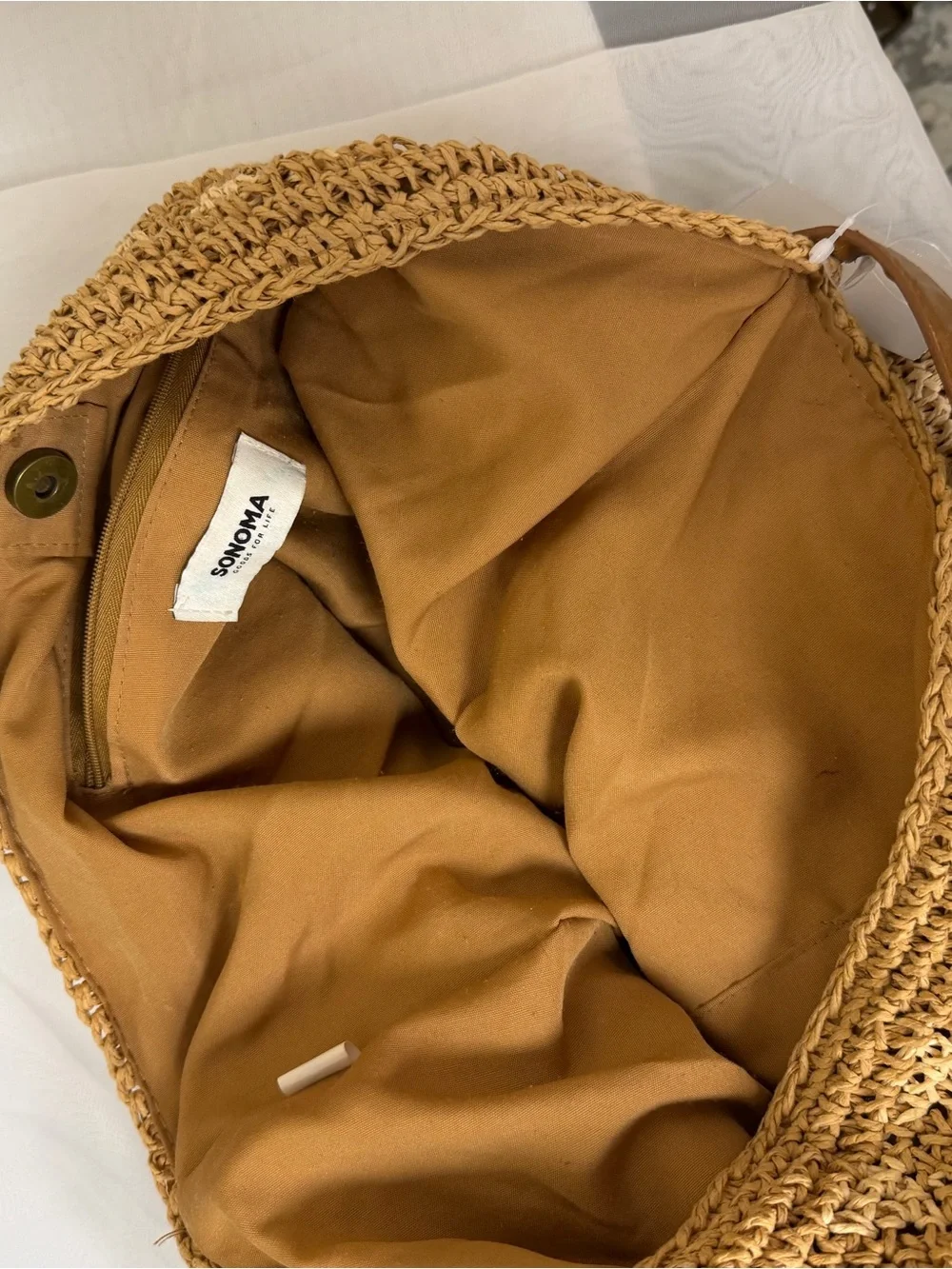 Sonoma Natural Straw Crochet Tote Bag